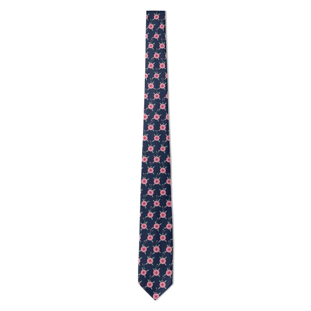 Thott - Navy & Pink Cabbage Rose Tie – Cottage Romance
