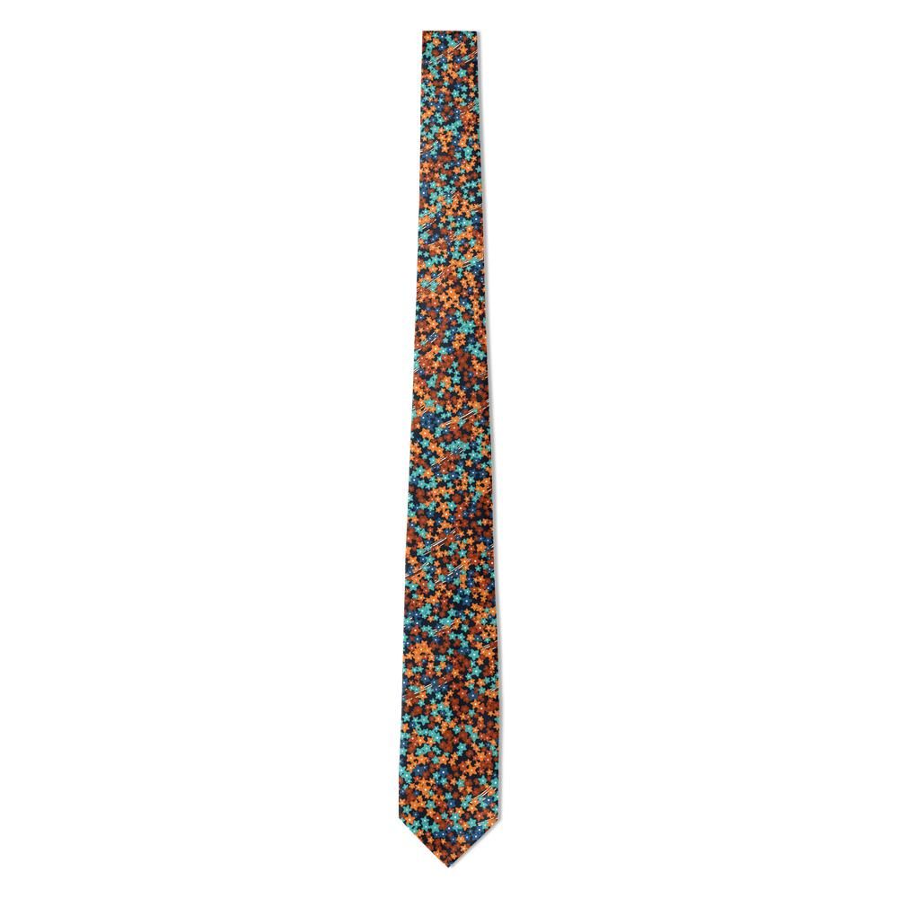 de Castelnau - Navy & Tangerine Floral Tie – Garonne Sunset