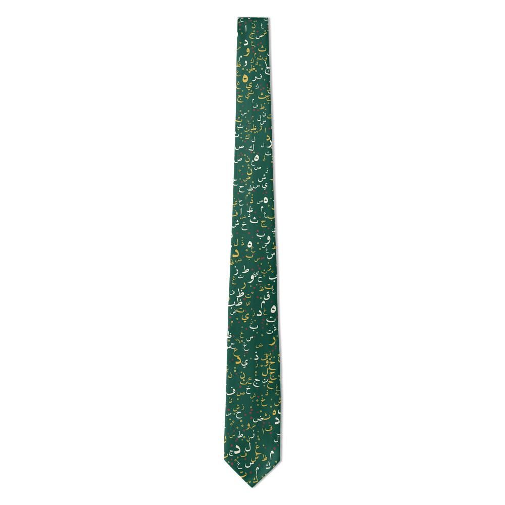 Krasicki - Emerald & Gold Arabic Letters Tie – Garden of Letters