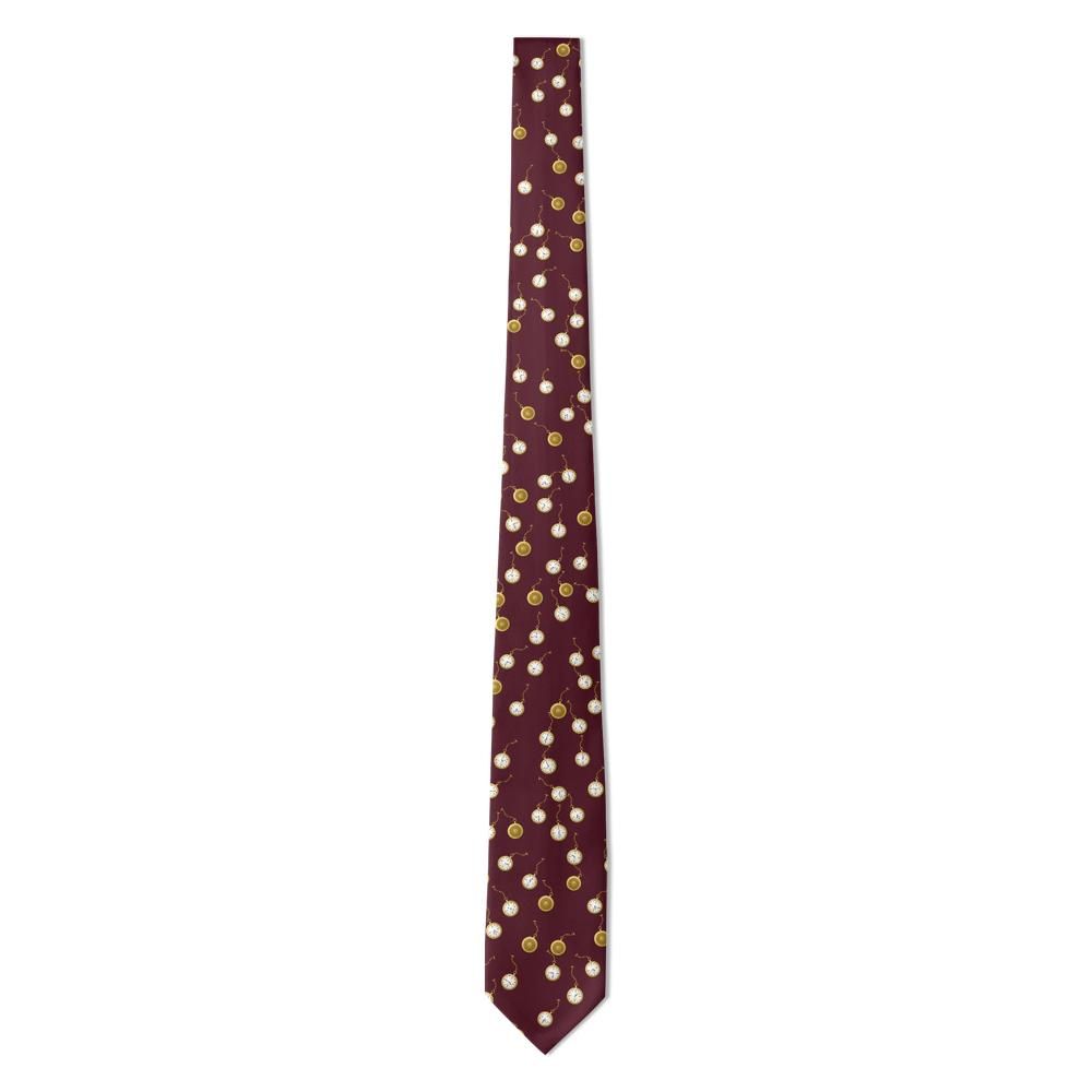 Chodkiewicz - Burgundy & Gold Pocket Watch Tie – Victorian Timepieces with Chains