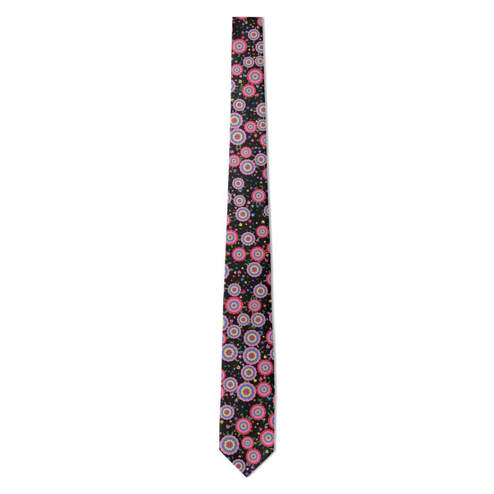 Hardenberg - Black Multicolor Matyo Rose Tie – Mezokovesd Night