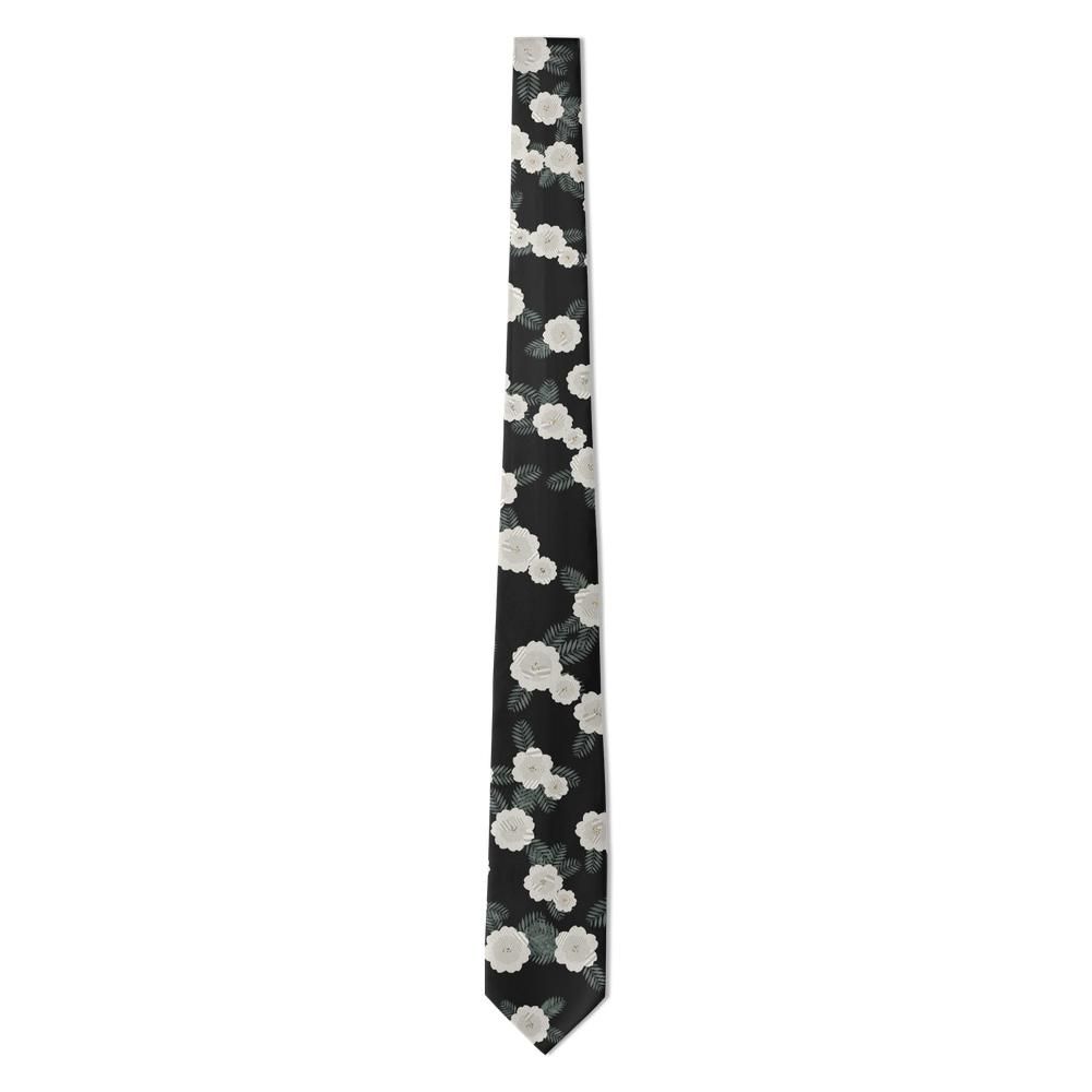 Gassion - Black & White Floral Tie – Moonlit Garden