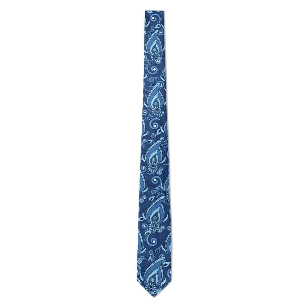 Falier - Navy & Sky Blue Sunflower Paisley Tie – Venetian Nocturne