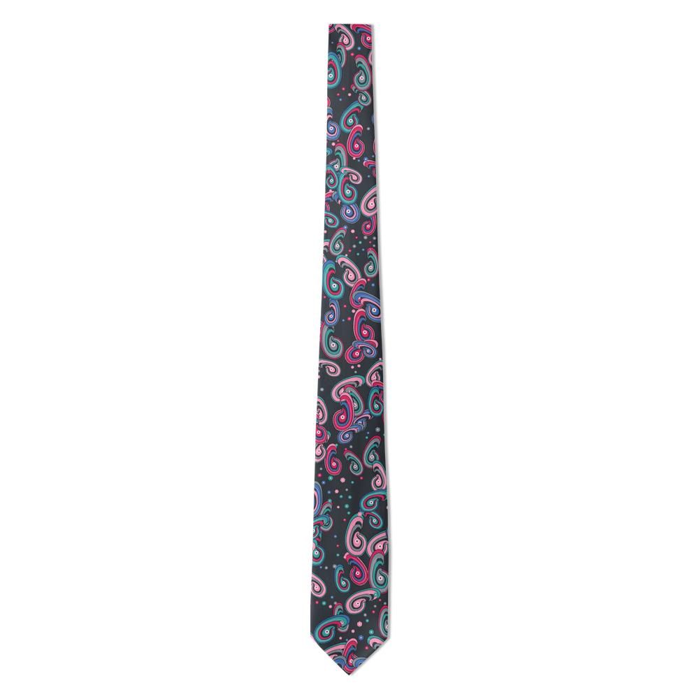 Ferretti - Charcoal & Fuchsia Feather Paisley Tie – Florentine Night