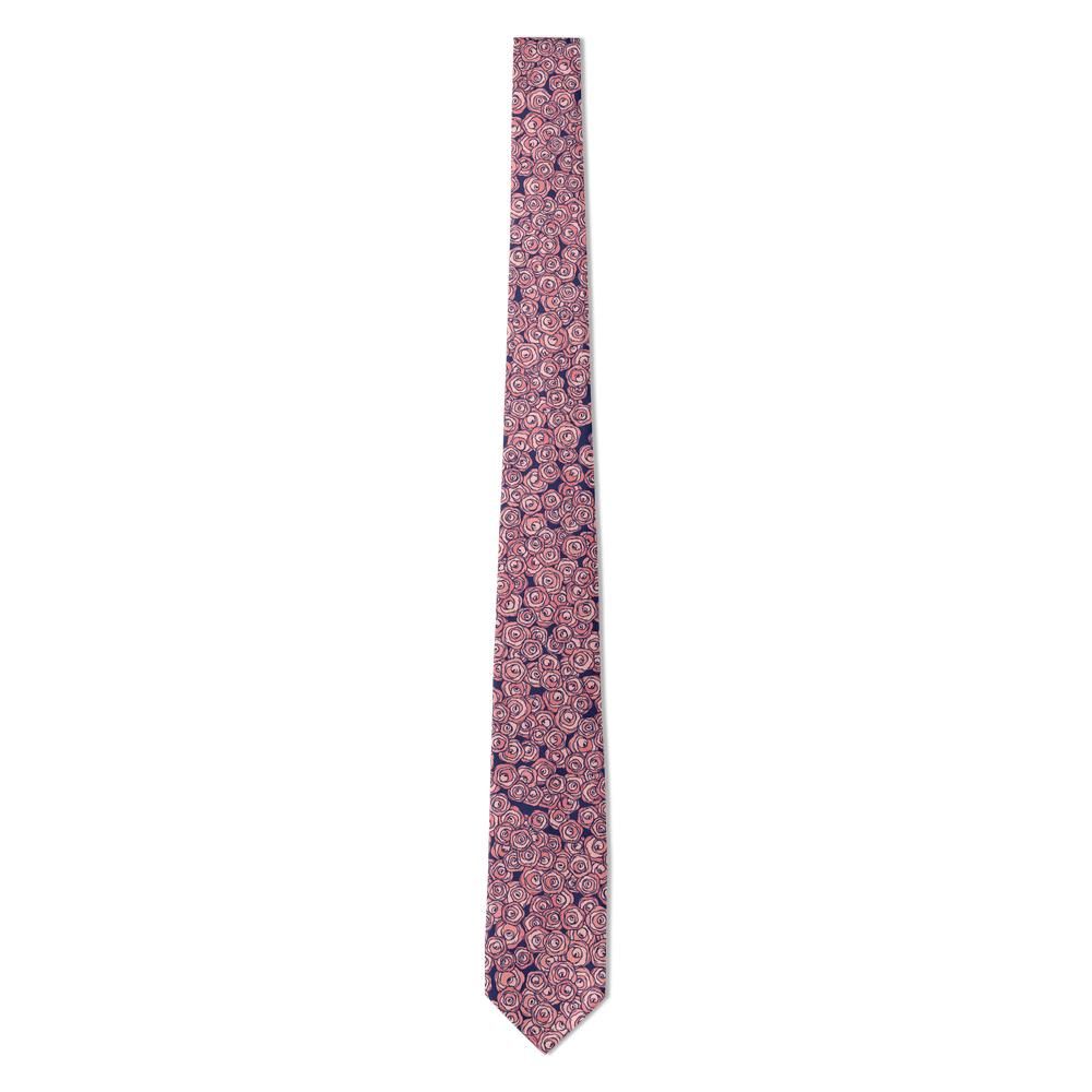 Rosenorn - Coral & Navy Line Rose Tie – Garden Sketch
