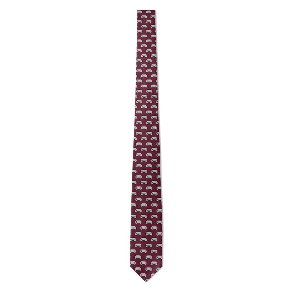 Ordelaffi - Burgundy & Grey Pixel Gamepad Tie – Couch Co-op