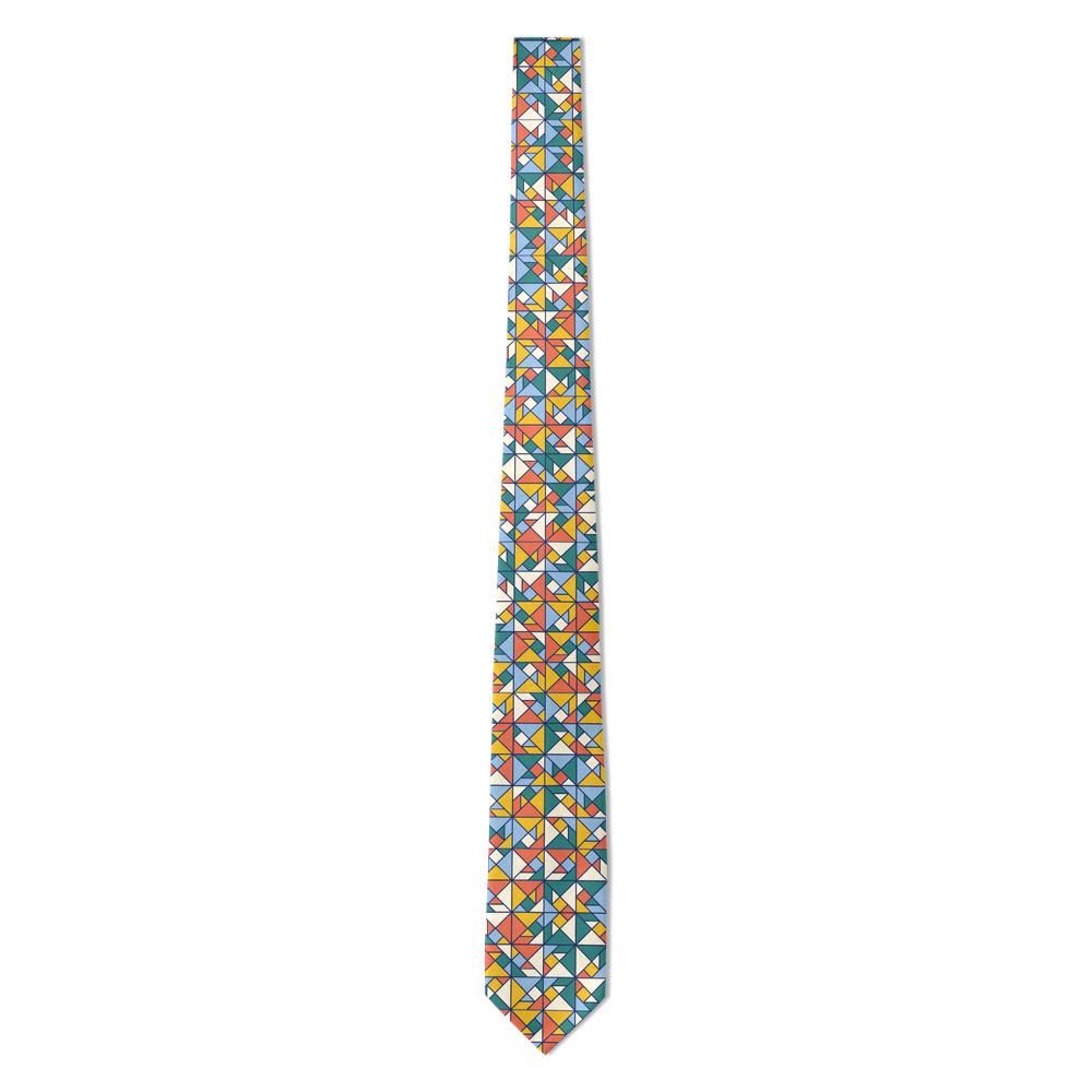 Tott - Navy Multicolor Tangram Tie – Puzzle Master