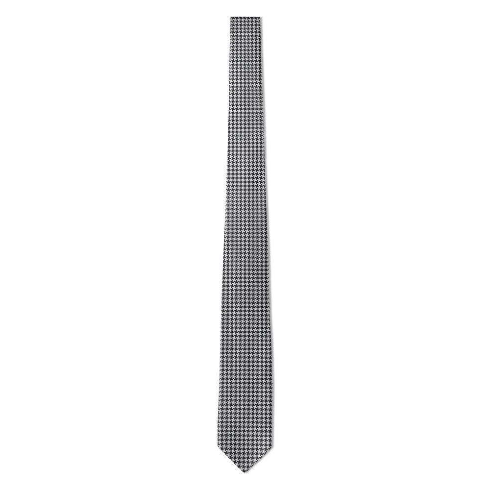 Montferrat - Black & Silver Houndstooth Tie – Satin Weave Classic
