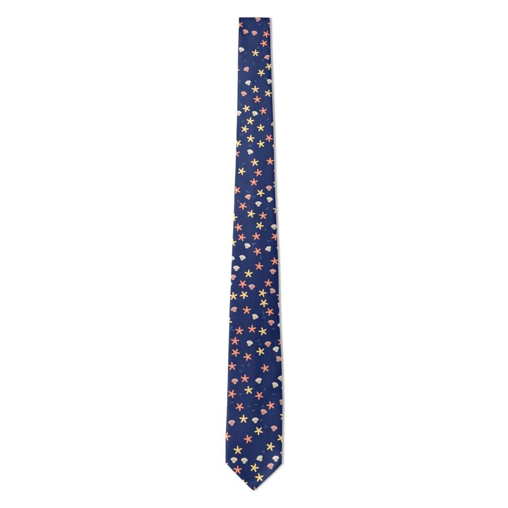 Ramel - Navy Starfish & Seashell Tie – Coastal Evening