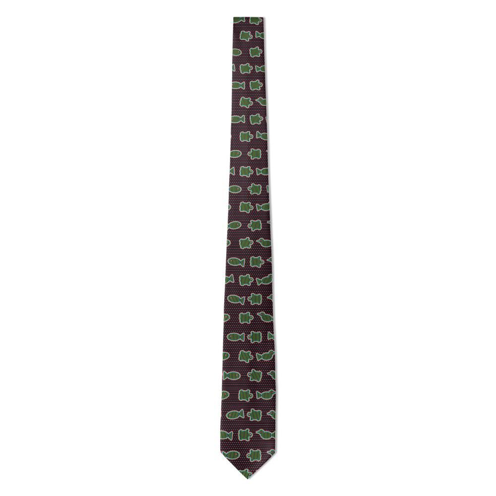 Hvide - Black & Pink Mola Appliqué Tie – Neon Folk Art Creatures for Bold Nights
