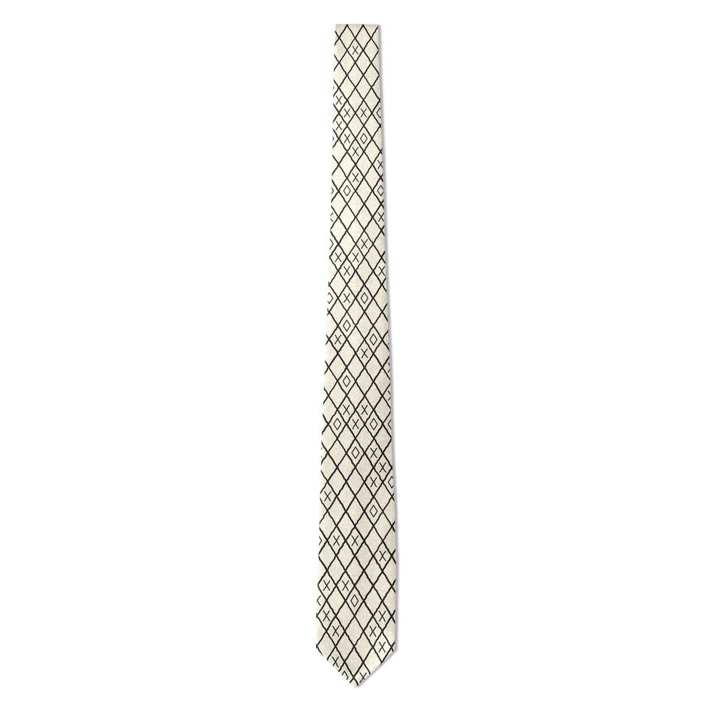Trampe - Cream & Black Berber Diamond Tie – Hand-Drawn Rug Lattice for Relaxed Tailoring
