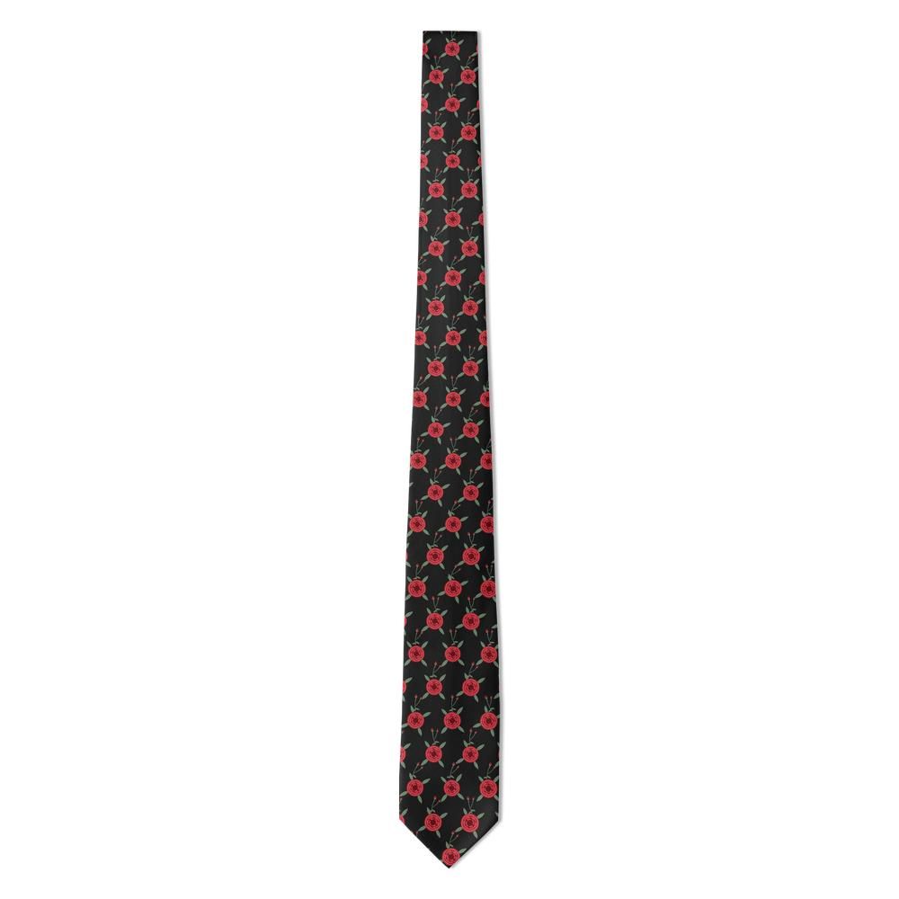 Thott - Black & Red Cabbage Rose Tie – Cottage Romance