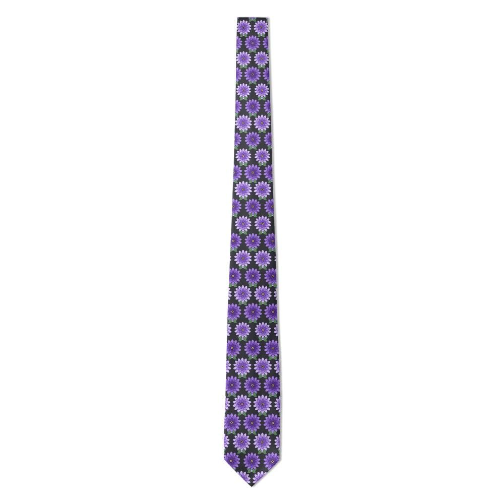 Windisch-Graetz - Charcoal & Purple Zinnia Tie – Dusk Bouquet