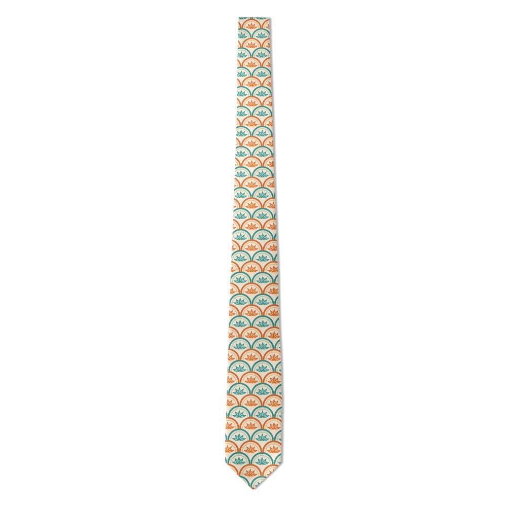 Wassenaer - Teal & Orange Lotus Fan Tie – Bohemian Splendor