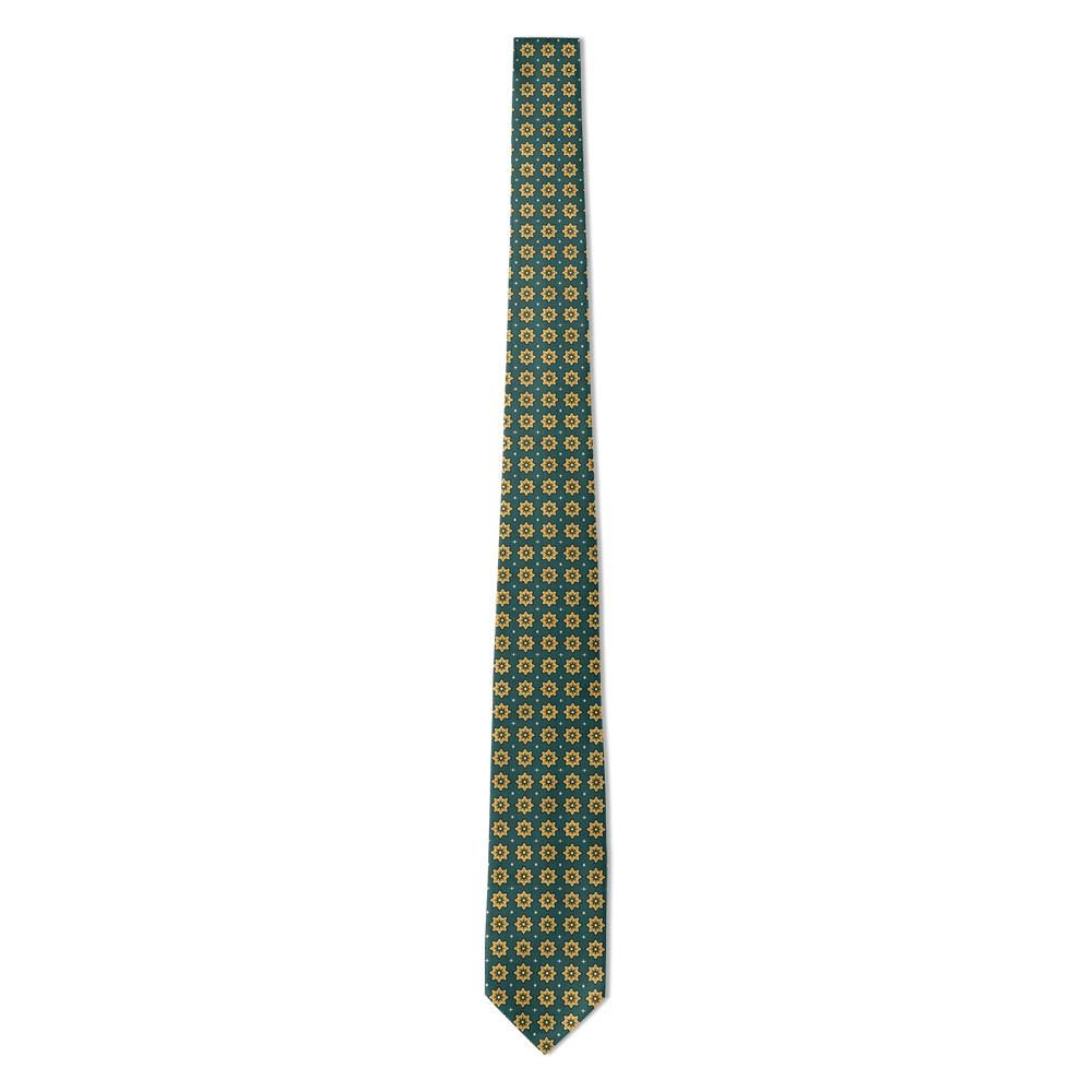 Kruse - Teal & Ochre Ajrakh Block Print Tie – Desert Oasis