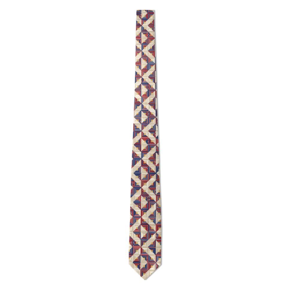 Rosenvinge - Red, Navy & Cream Log Cabin Quilt Tie – Heritage Porch