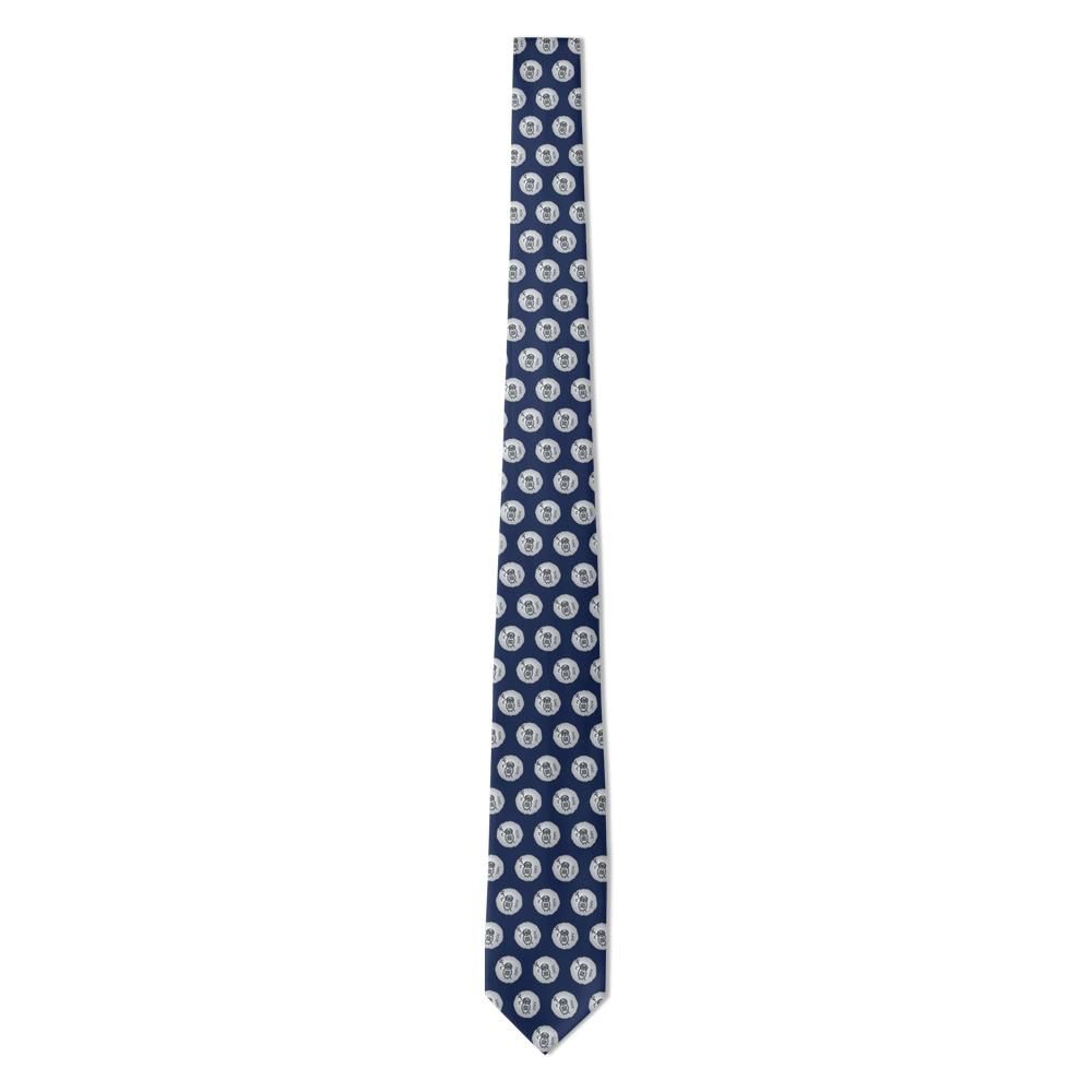 Lunge - Navy & Silver Athena Owl Coin Tie – Ancient Wisdom of Athens
