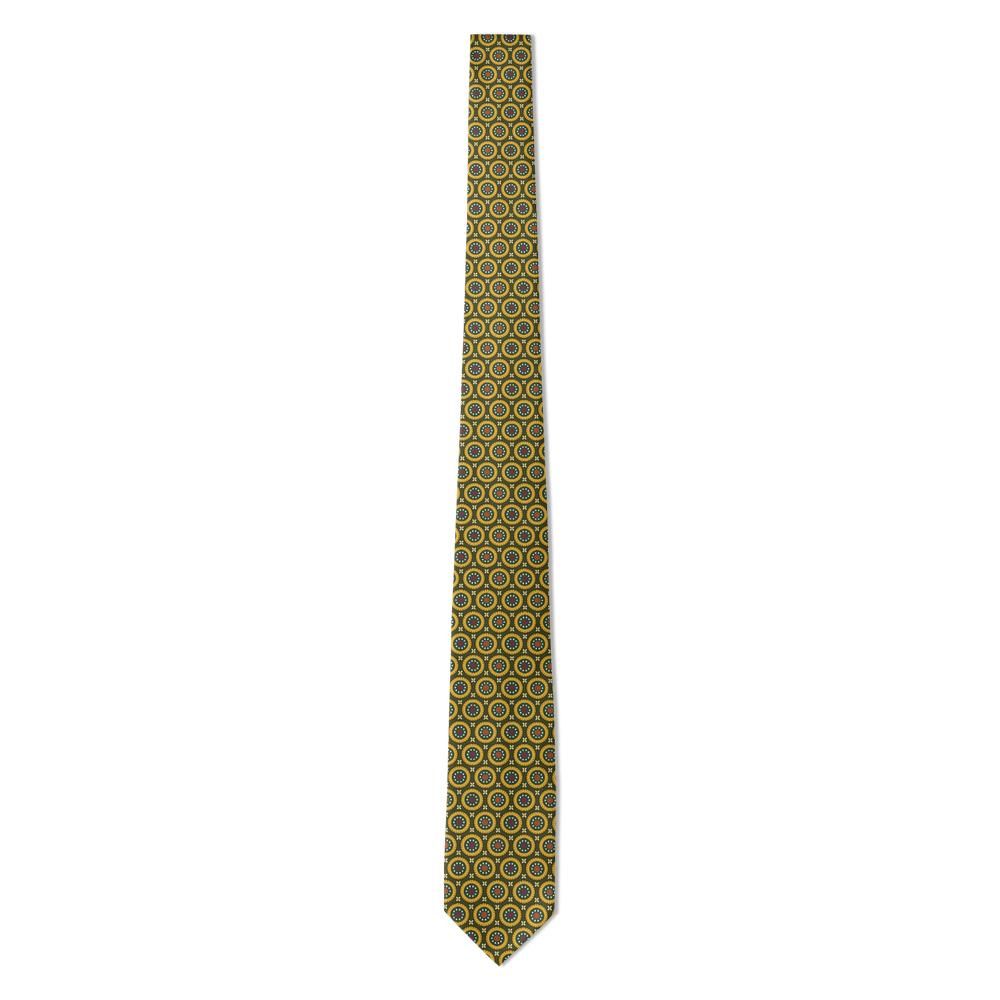 Montfort - Olive & Mustard Circular Motif Tie – Autumn Estate