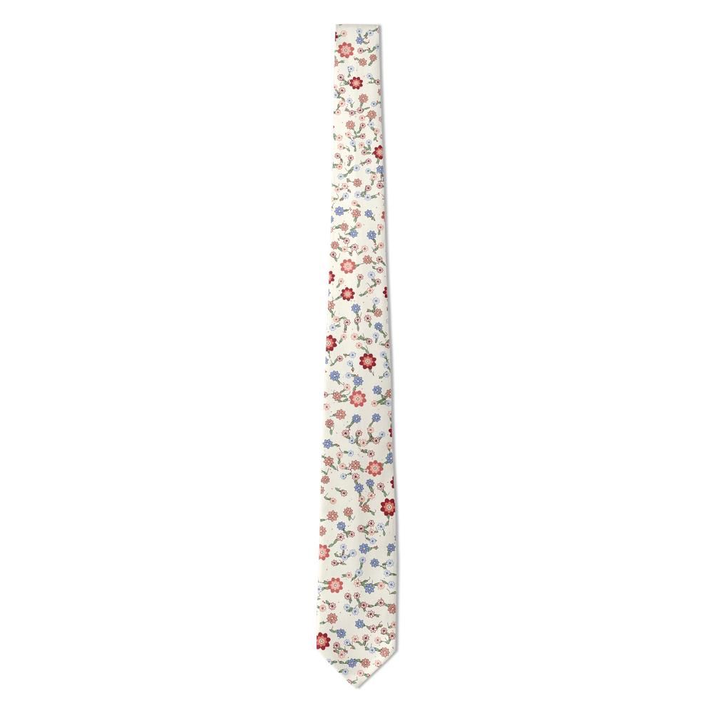 Ahlefeldt - Ivory & Red Chintz Floral Tie – Cottage Parlour