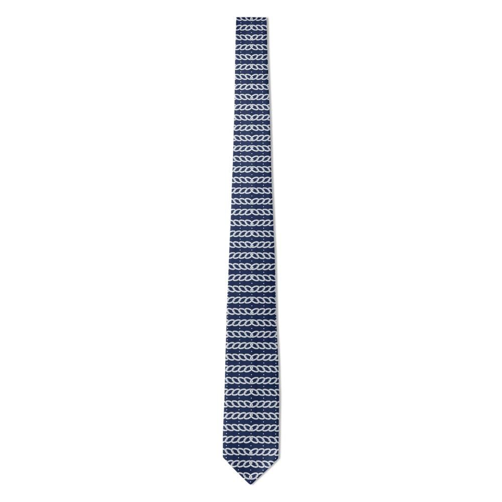Hoyos - Navy & Silver Curb Chain Tie – Board Room