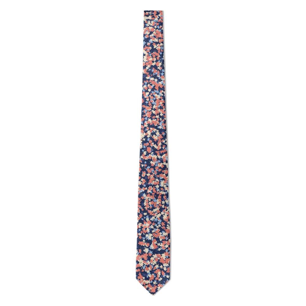 Rantzau - Navy & Coral Painted Blossom Tie – Harbour Bloom