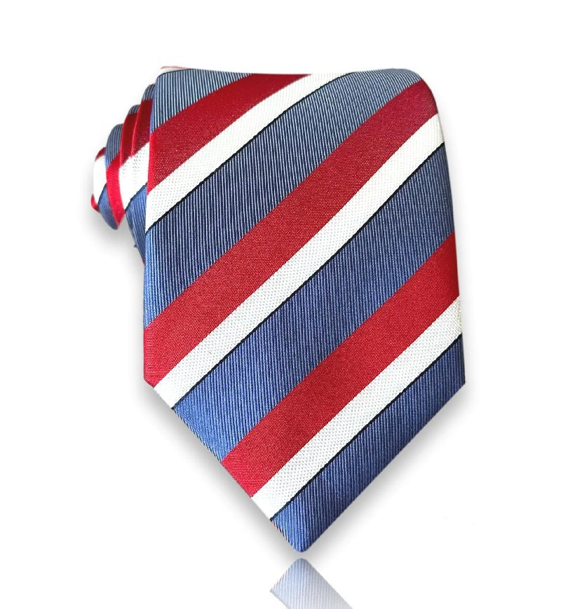 Navy and red regimental stripe silk tie