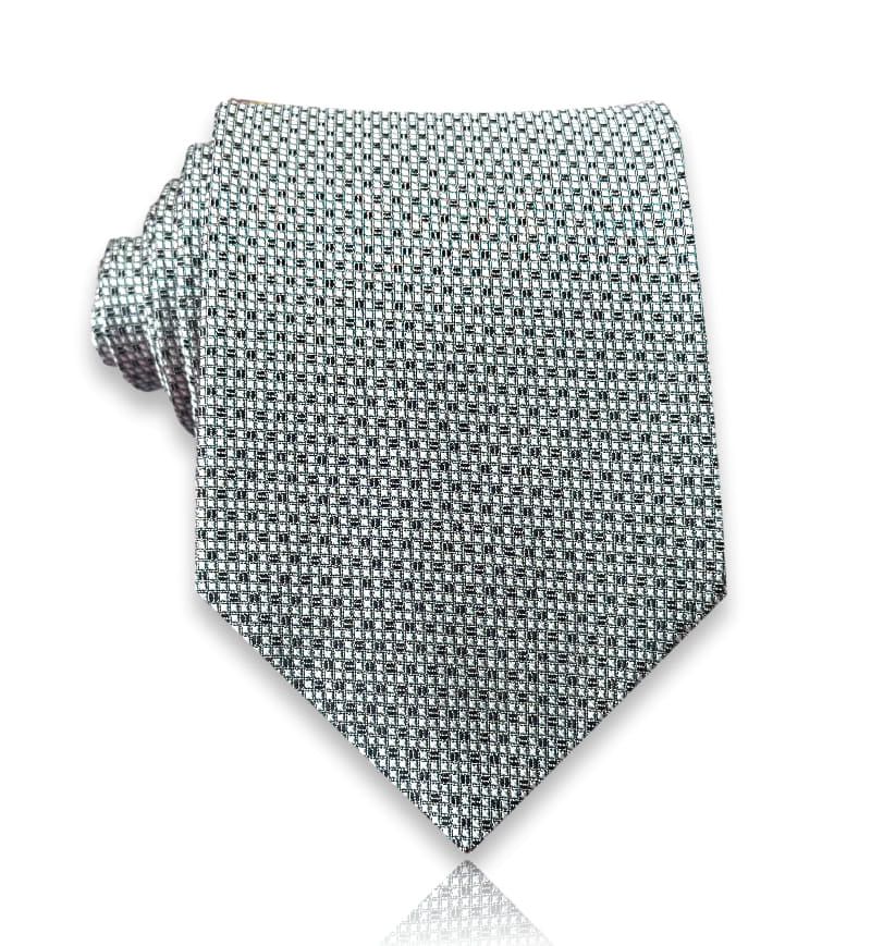 Platinum grey micro grid silk tie