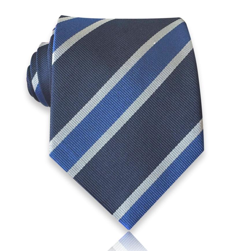 Navy and sky blue repp stripe silk tie