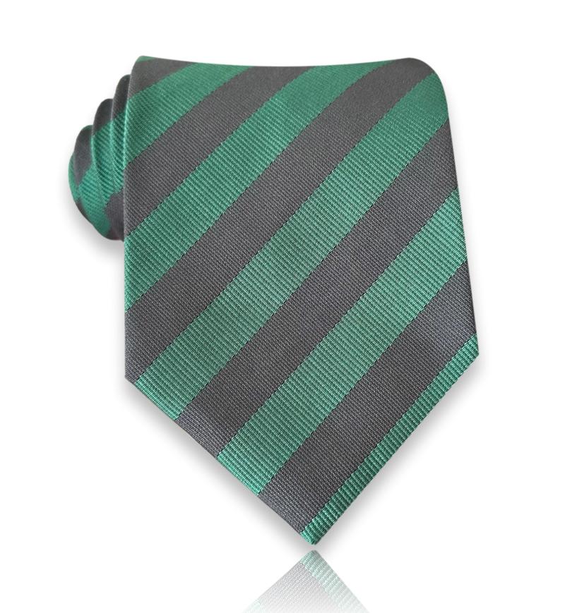 Delavigne - Emerald Graphite Stripe Silk Tie European Craftsmanship